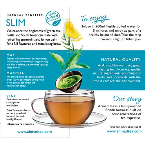 Ahmad Lemon, Mate & Matcha Green Tea "Slim" Infusion 20 teabags