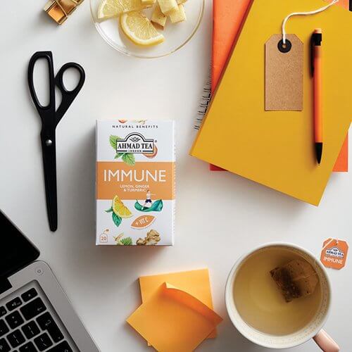 Infusión de limón, jengibre y cúrcuma "Inmune" de Ahmad (20 bolsitas)