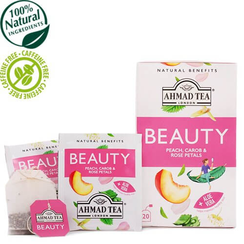 Infusión "Belleza" de Melocotón, Algarrobo y Pétalos de Rosa Ahmad (20 bolsitas)