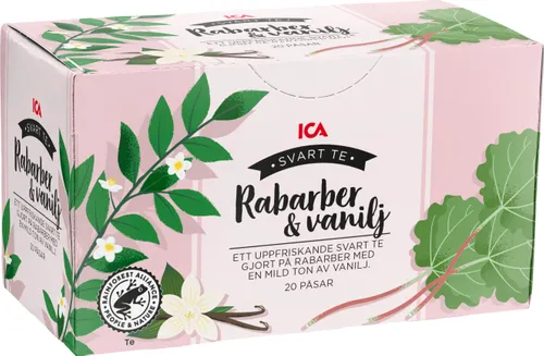 Swedish ICA Rhubarb & vanilla tea 20 tea bags