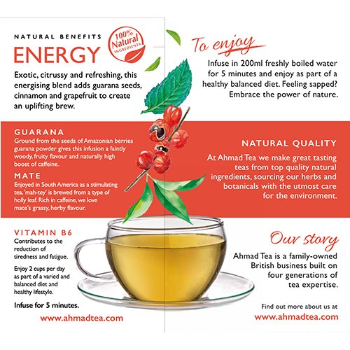 Ahmad Grapefruit, Mate & Guarana Seed "Energy" Infusion 20 teabags