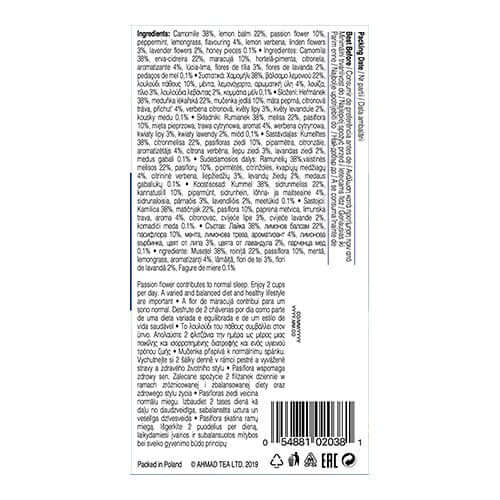 Infusión de manzanilla, miel y lavanda "Sueño" de Ahmad (20 bolsitas)