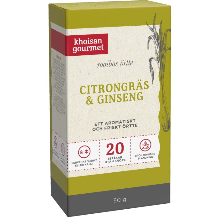 Khoisan Gourmet Rooibos Tea Herbal Tea Lemongrass and Ginseng