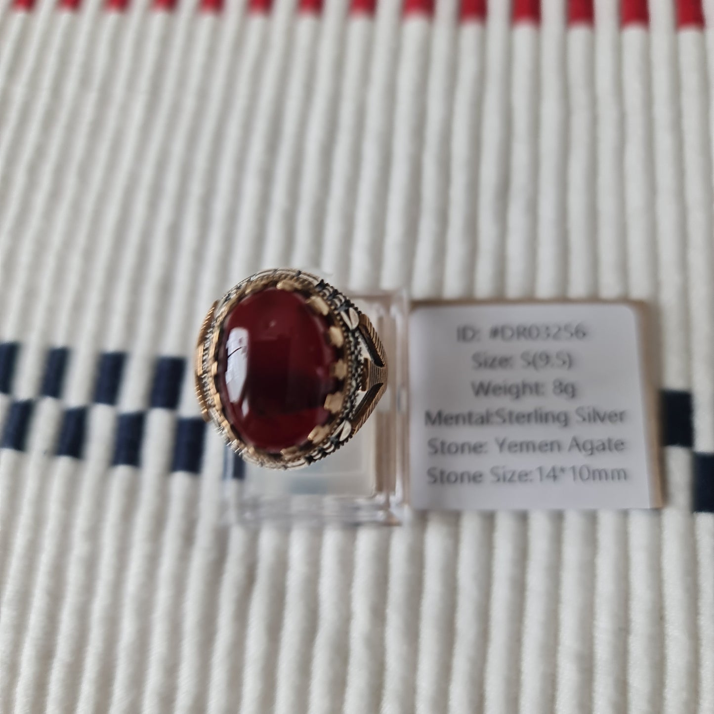 Yemeni Rare Genuine Agate 925 Silver Men's Ring DR03256