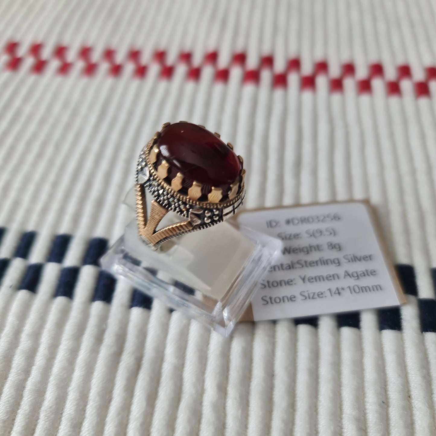 Yemeni Rare Genuine Agate 925 Silver Men's Ring DR03256