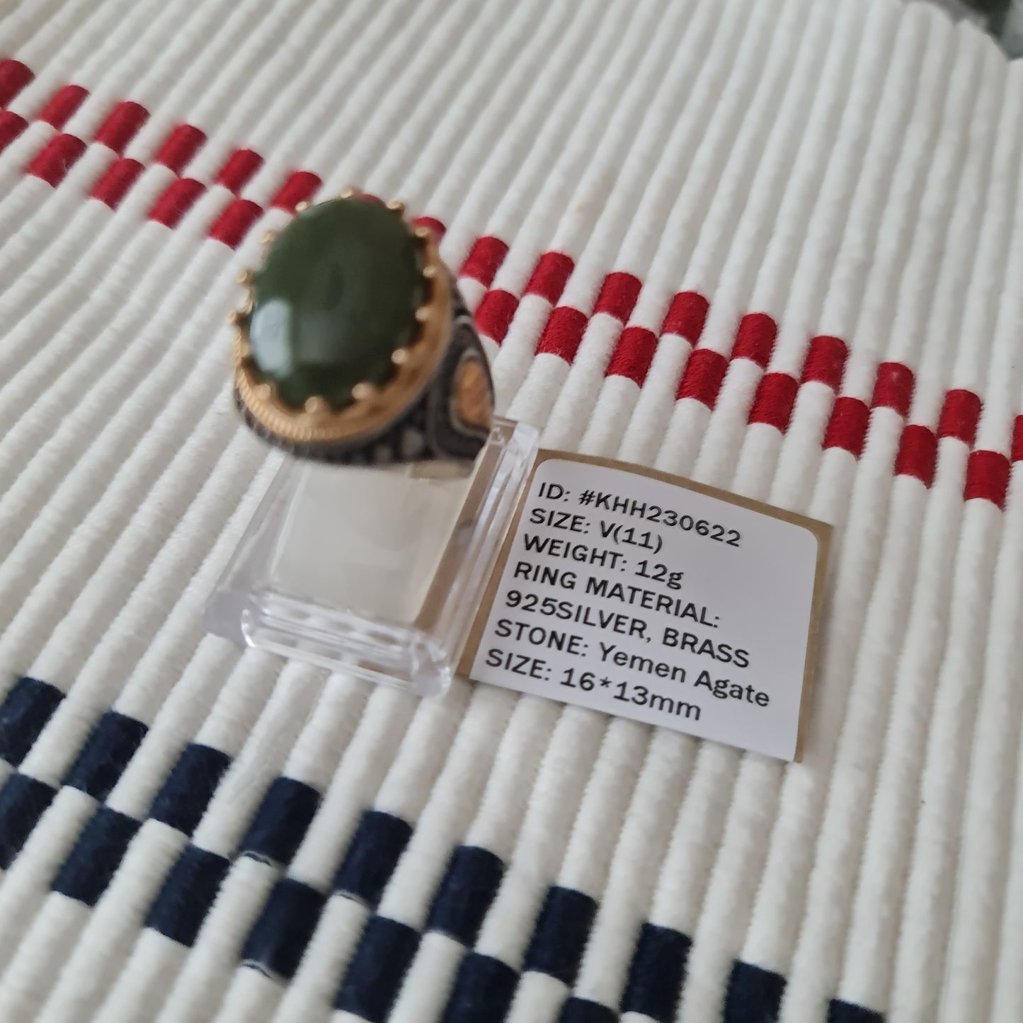 Yemeni Rare Genuine Agate 925 Silver Men's Ring KHH230622