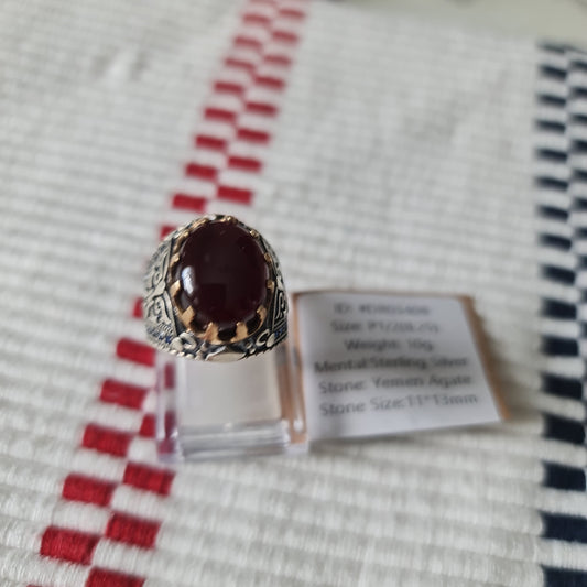 Yemeni Rare Genuine Agate 925 Silver Men's Ring DR03408