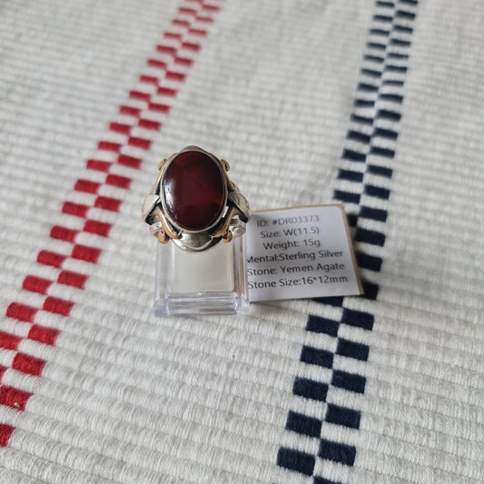 Yemeni Rare Genuine Agate 925 Silver Men's Ring DR03373