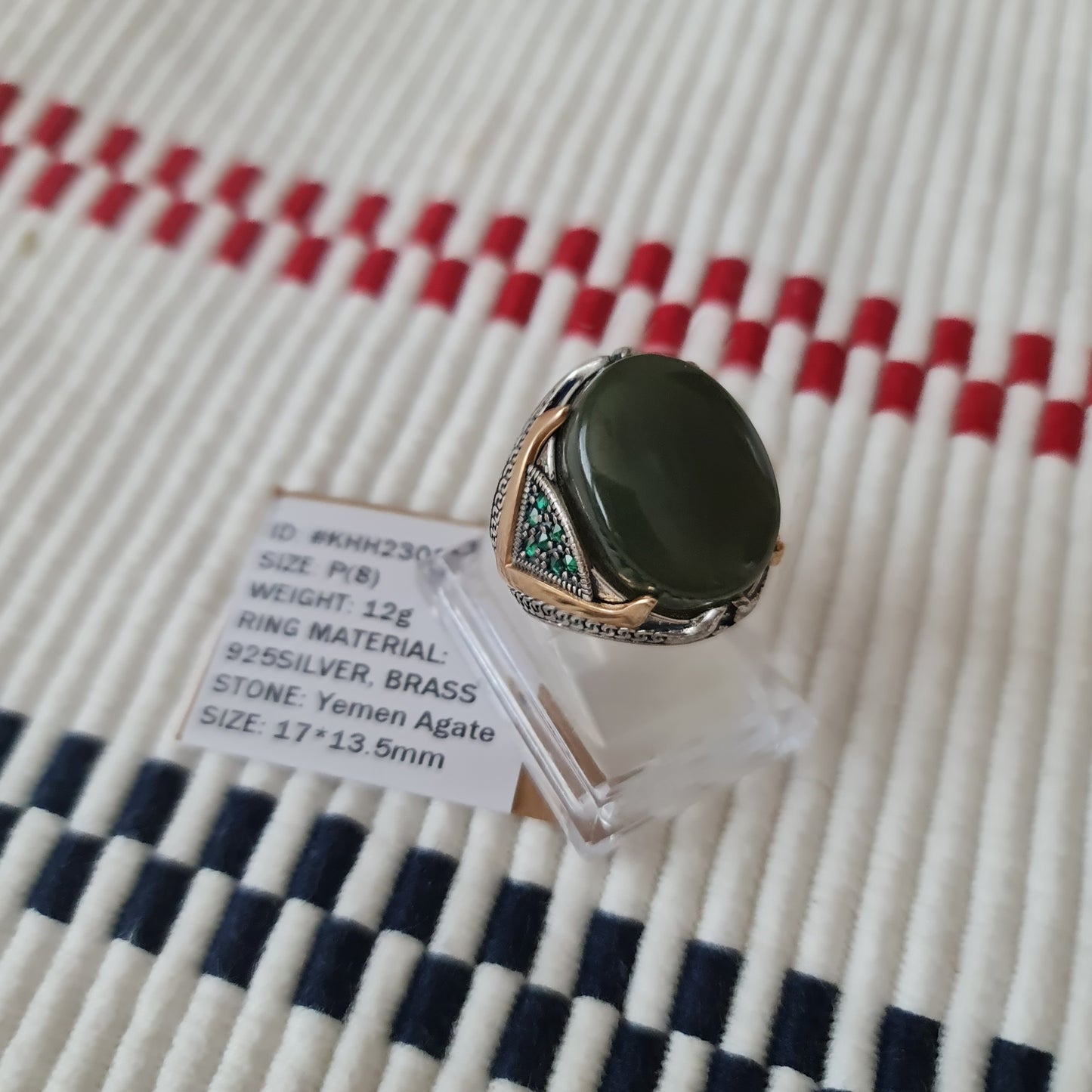 Yemeni Rare Genuine Agate 925 Silver Men's Ring KHH230622