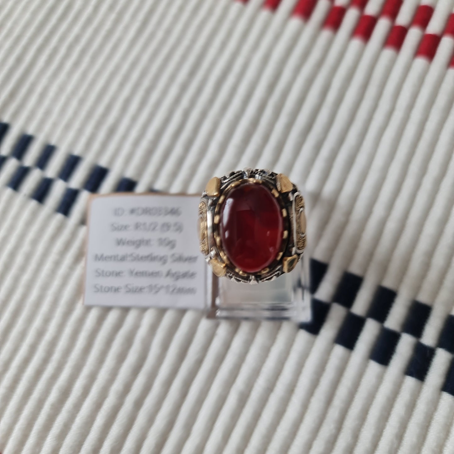 Yemeni Rare Genuine Agate 925 Silver Men's Ring DR03346