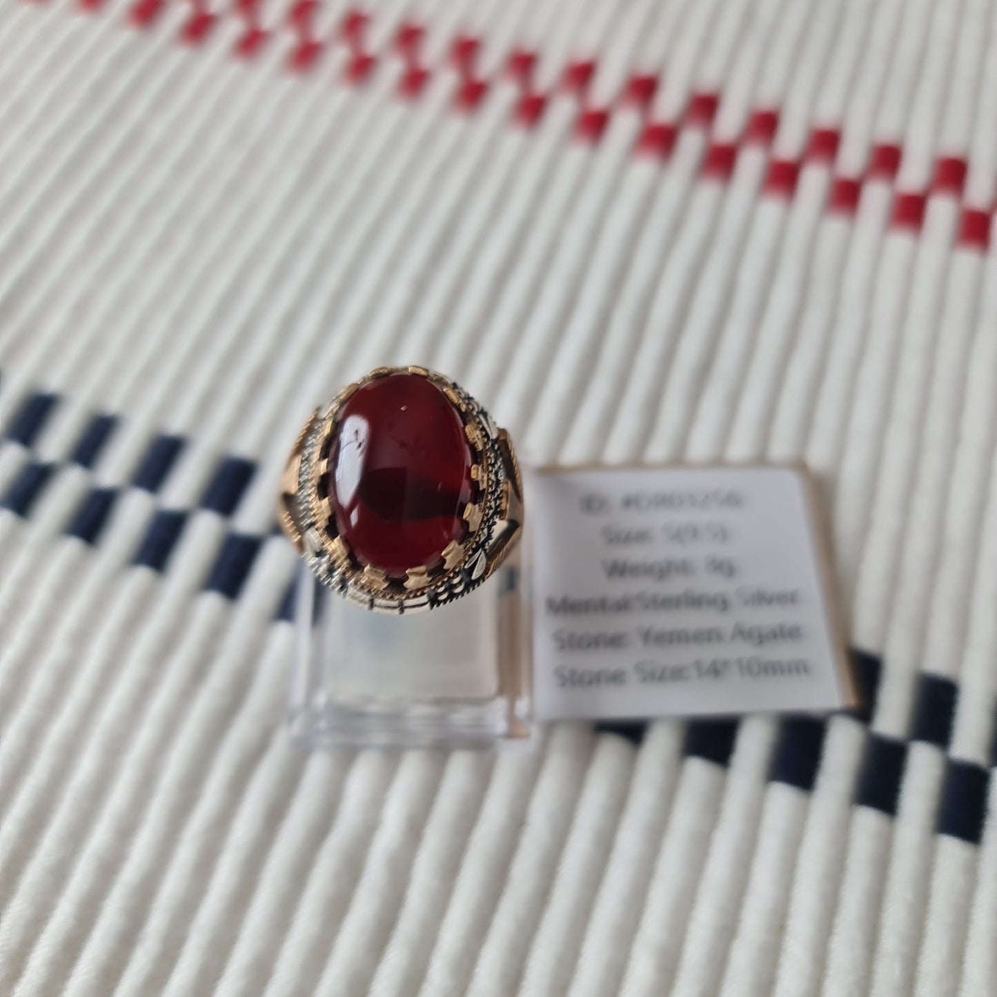 Yemeni Rare Genuine Agate 925 Silver Men's Ring DR03256