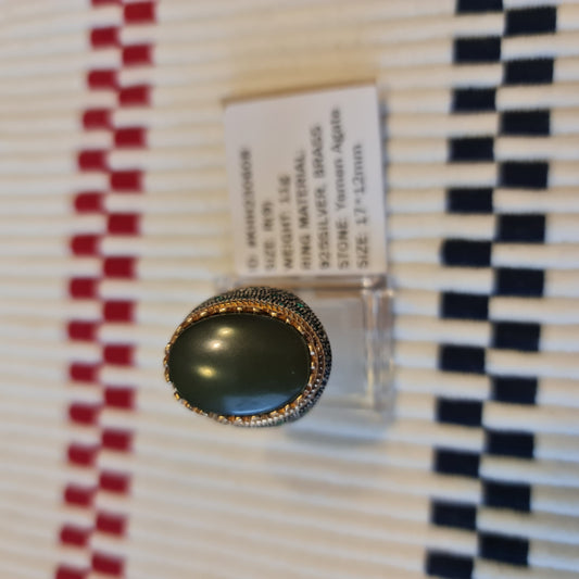 Yemeni Rare Genuine Agate 925 Silver Men's Ring KHH230608