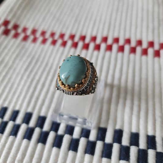 Yemeni Rare Genuine Agate 925 Silver Men's Ring MFAR0438