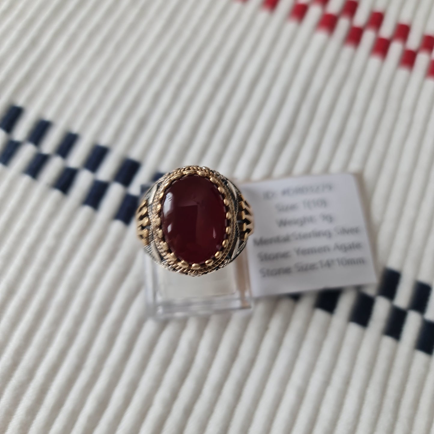 Yemeni Rare Genuine Agate 925 Silver Men's Ring DR03279
