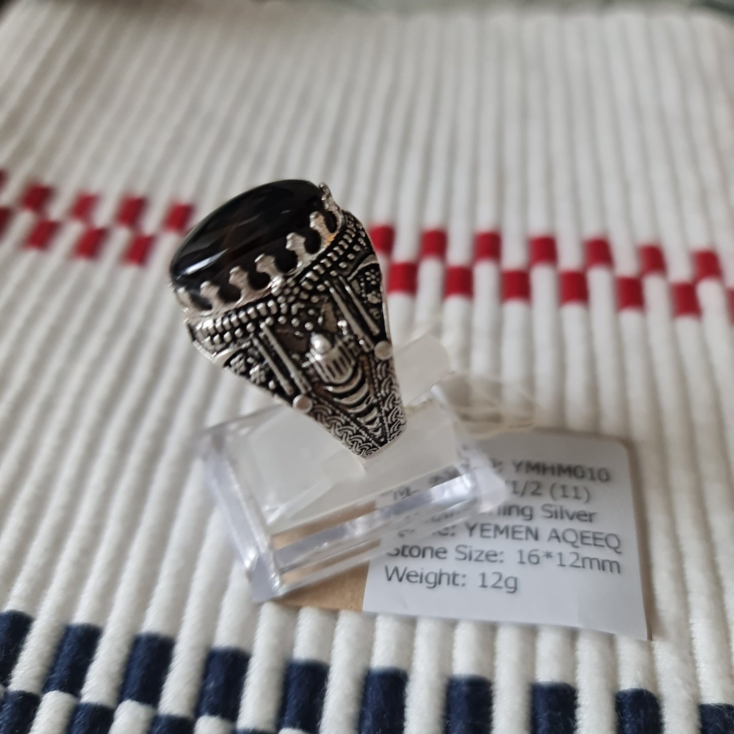 Yemeni Rare Genuine Agate 925 Silver Men's Ring YMHM010