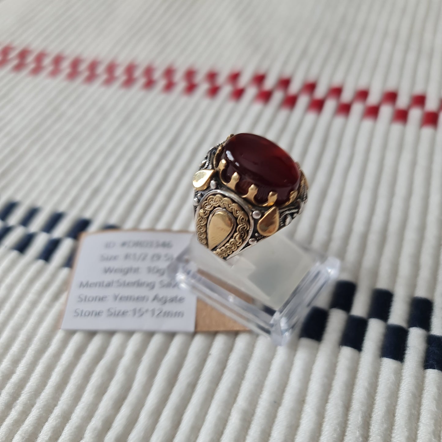 Yemeni Rare Genuine Agate 925 Silver Men's Ring DR03346