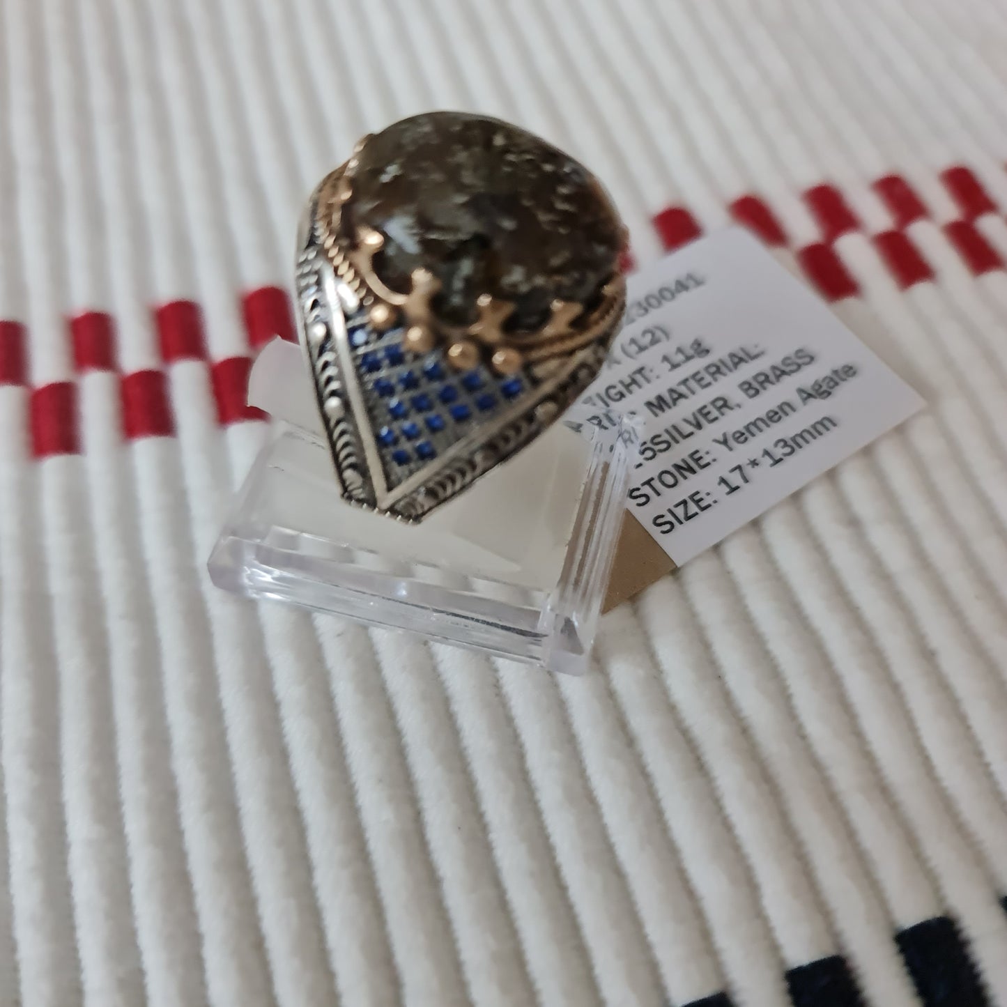Yemeni Rare Genuine Agate 925 Silver Men's Ring MFH230041