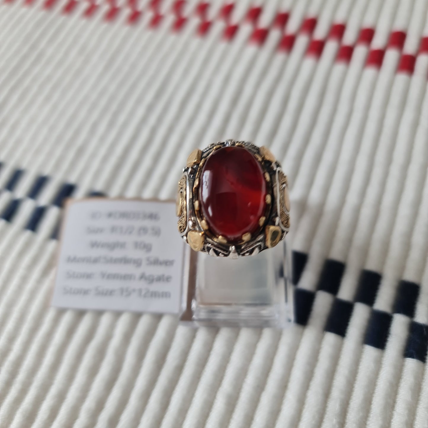 Yemeni Rare Genuine Agate 925 Silver Men's Ring DR03346