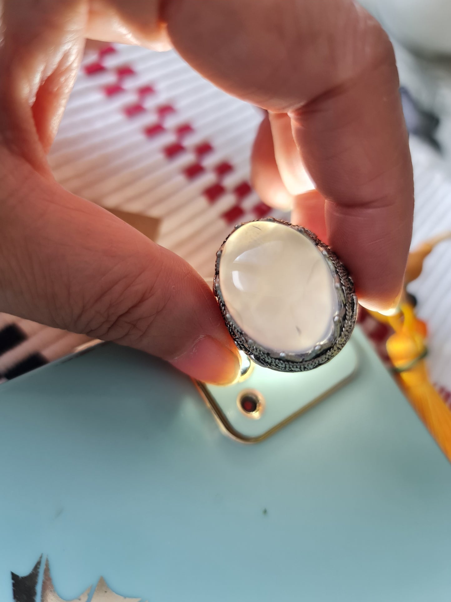 Yemeni Rare Genuine Agate 925 Silver Men's Ring YMHM009