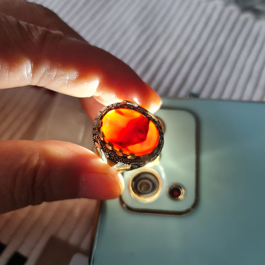 Yemeni Rare Genuine Agate 925 Silver Men's Ring DR03256