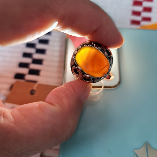 Yemeni Rare Genuine Agate 925 Silver Men's Ring YMHM020