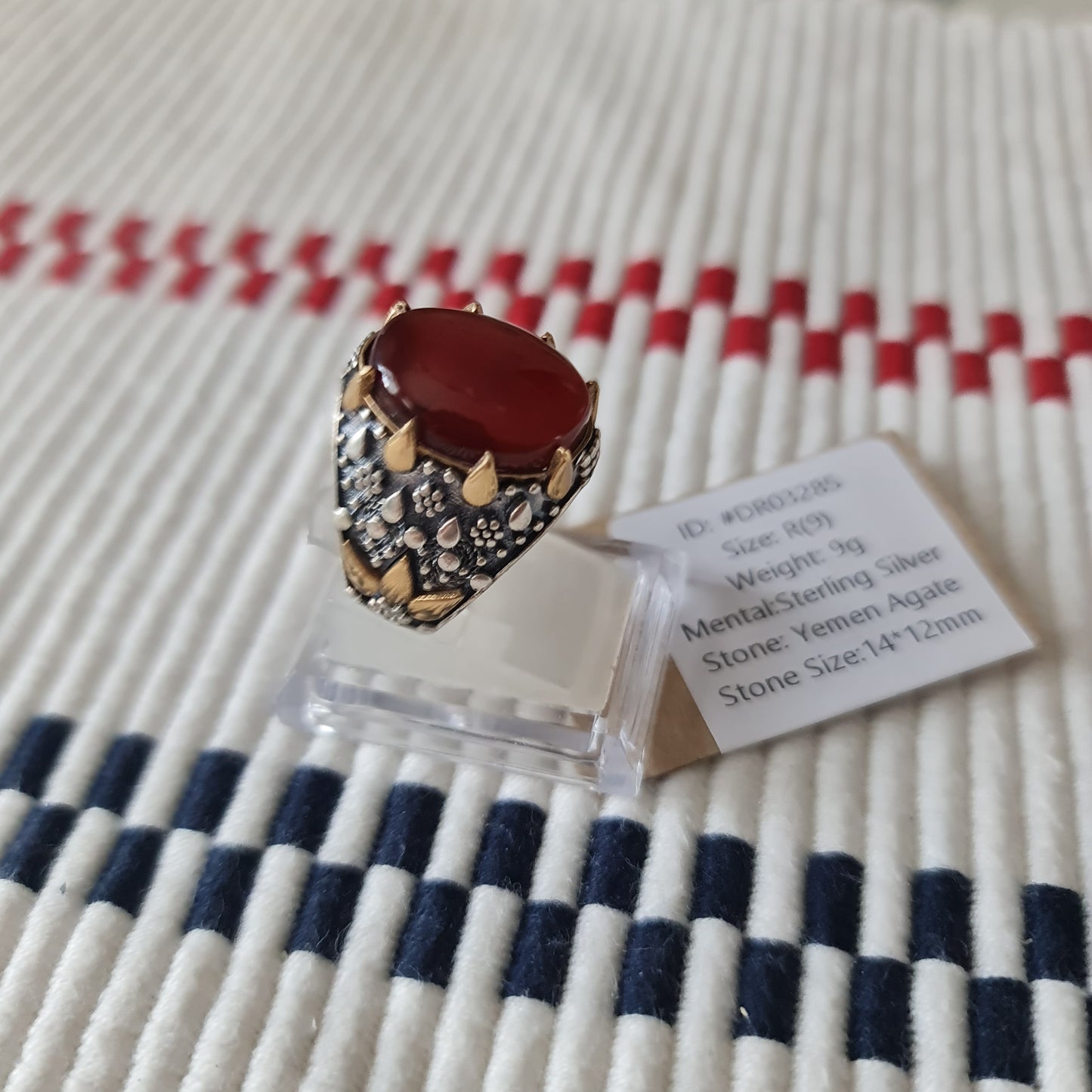 Yemeni Rare Genuine Agate 925 Silver Men's Ring DR03285
