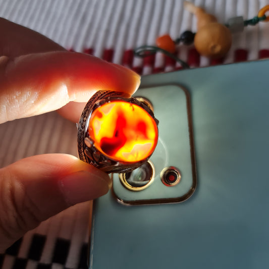 Yemeni Rare Genuine Agate 925 Silver Men's Ring DR03281