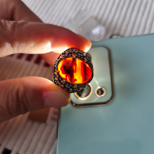 Yemeni Rare Genuine Agate 925 Silver Men's Ring DR03270