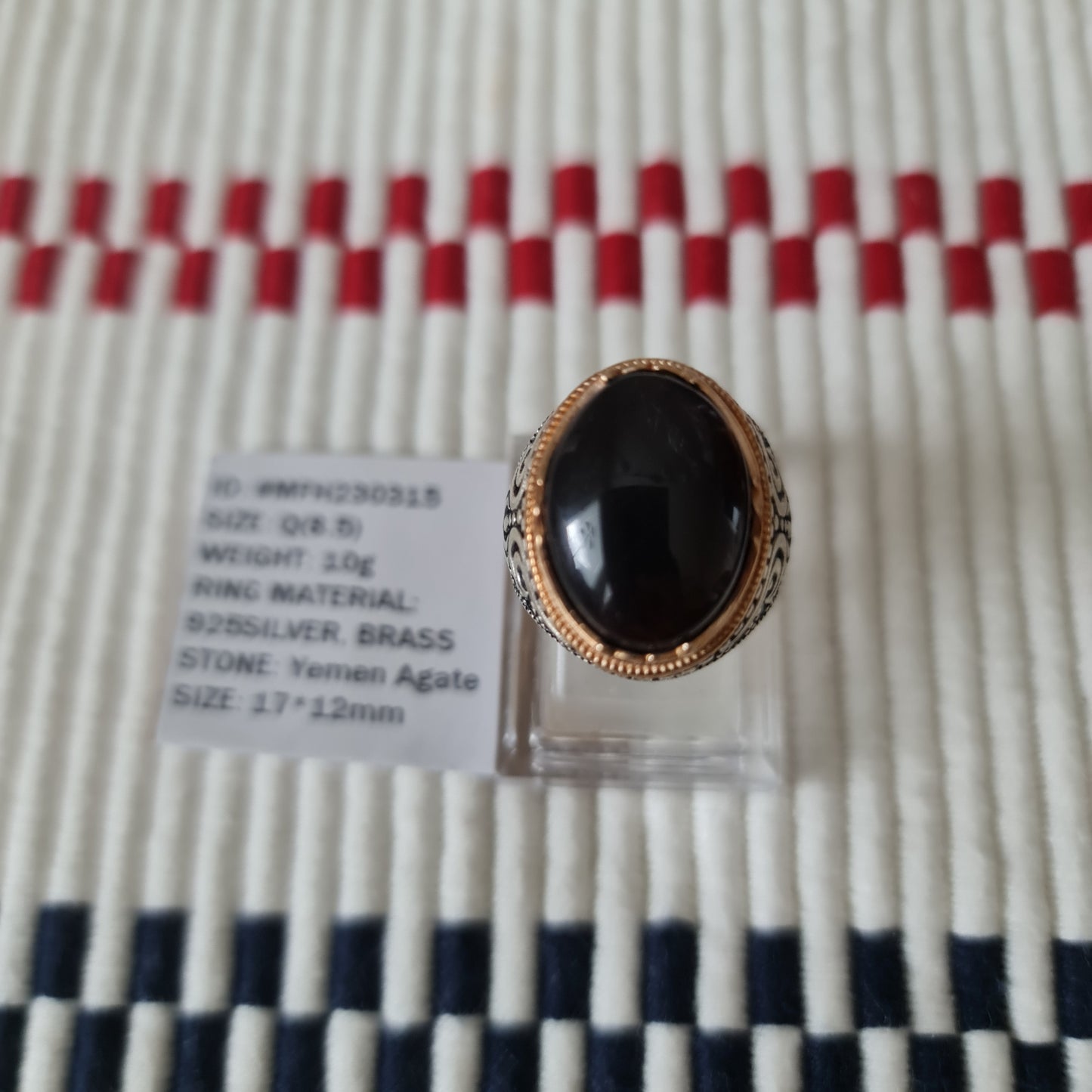 Yemeni Rare Genuine Agate 925 Silver Men's Ring MFH230315