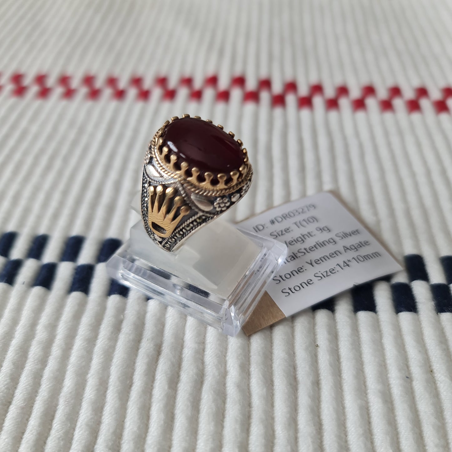 Yemeni Rare Genuine Agate 925 Silver Men's Ring DR03279
