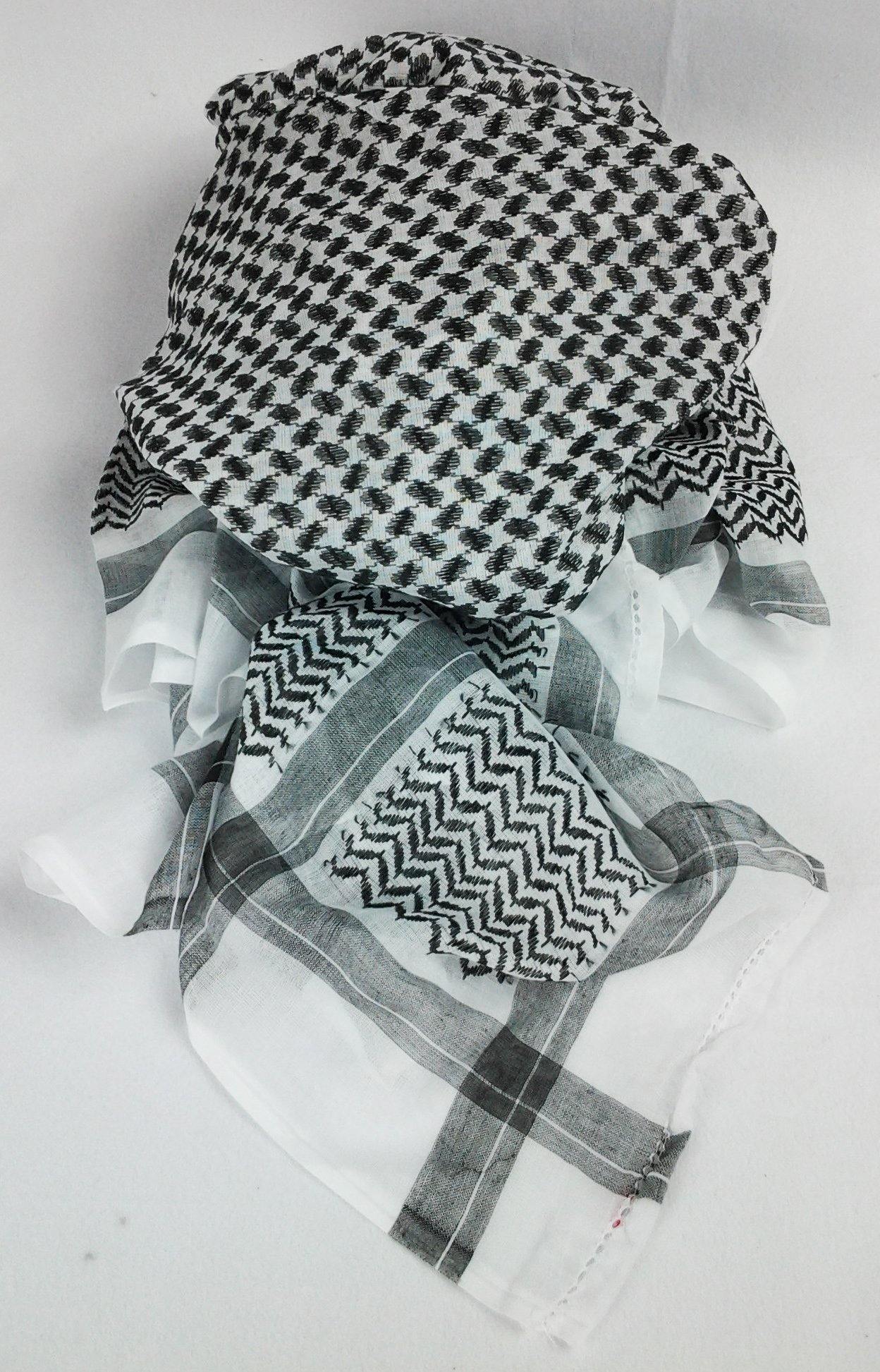 Buy Black & White Cotton Arab Shemagh - Head Scarf Neck Wrap