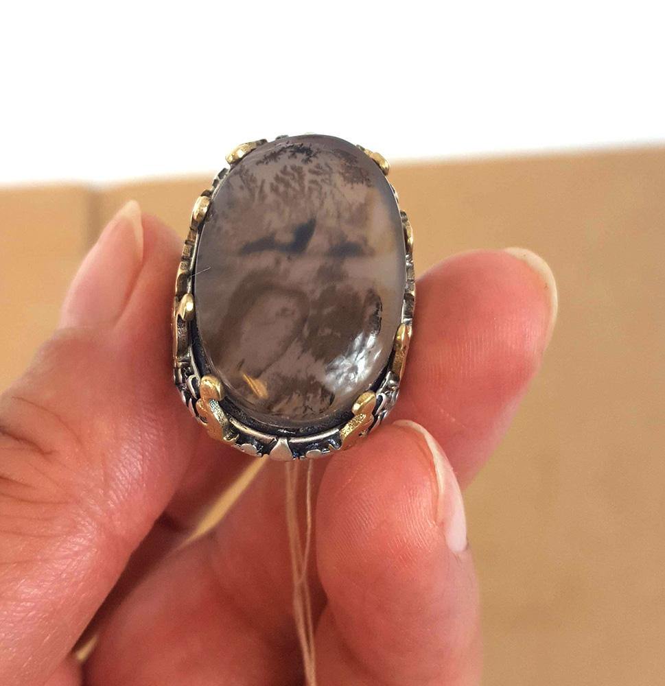 Yemeni Rare Genuine Agate 925 Silver Men's Ring SA010033 - Arabian Shopping Zone