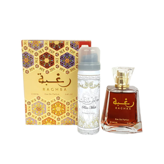 Raghba Unisex 100ml EDP + Deodorant by Lattafa Perfumes - Arabian Shopping Zone