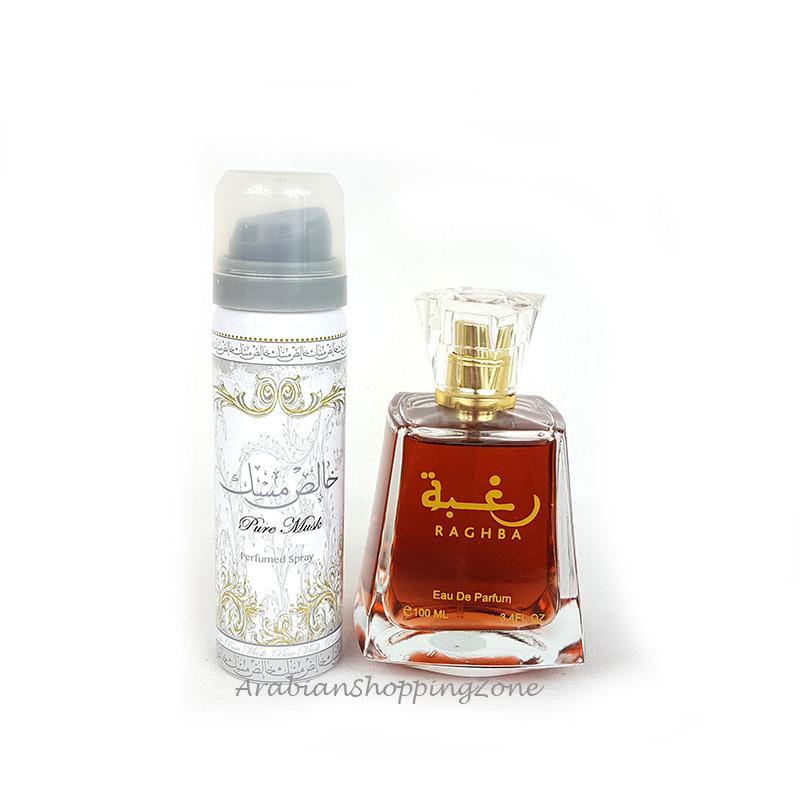 Raghba Unisex 100ml EDP + Deodorant by Lattafa Perfumes - Arabian Shopping Zone