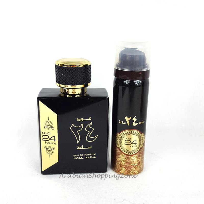 Ard AL Zaafaran Oud 24 Hours Unisex Spray Perfume 100ml EDP + Deodorant - Arabian Shopping Zone