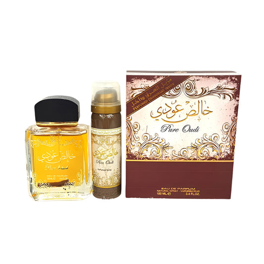 Pure Oudi 100ml EDP + Deodorant Spray Perfume - Arabian Shopping Zone