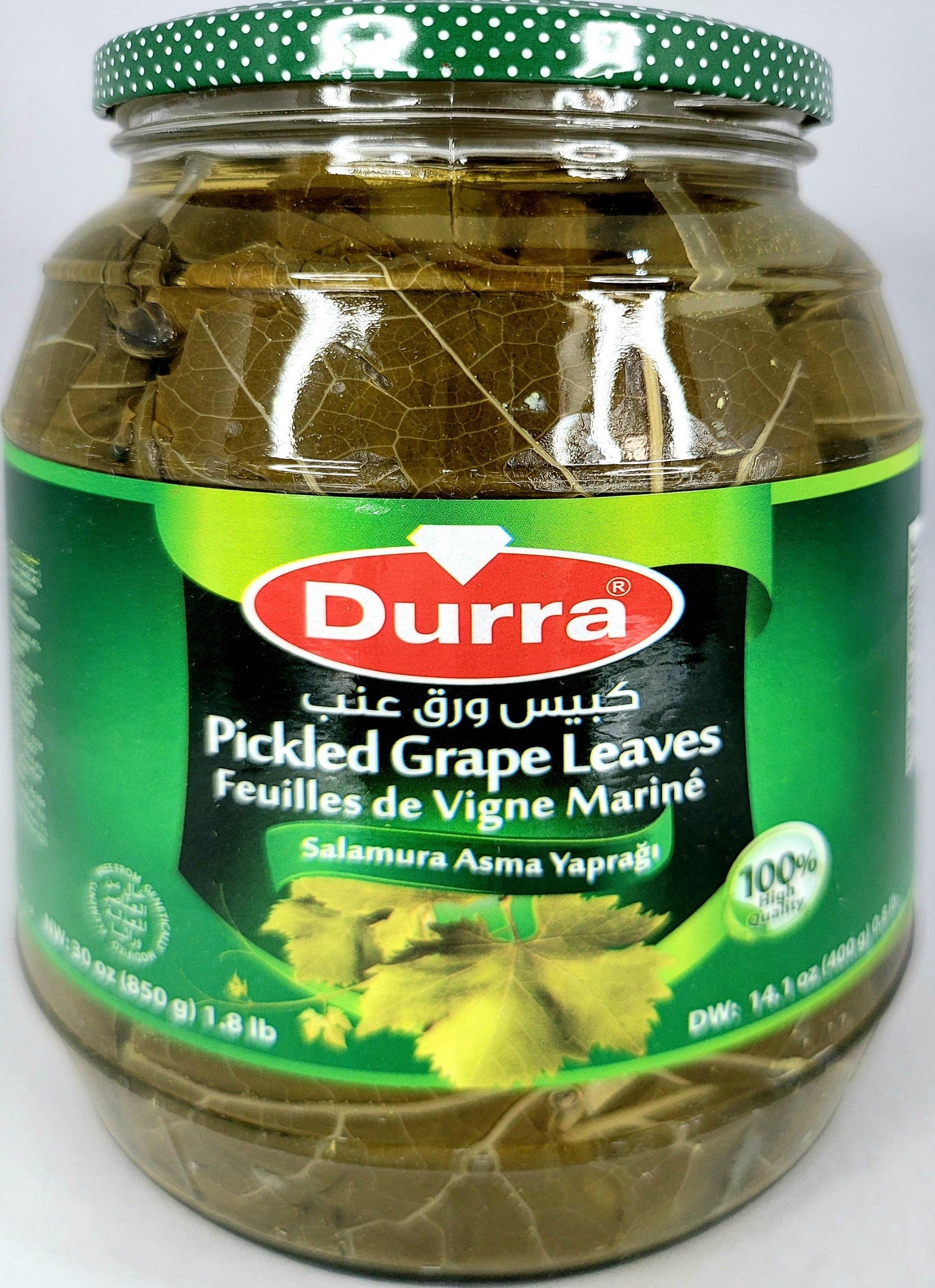 Durra Pickled Grape Leaves 850g (400g net) - Arabian Shopping Zone