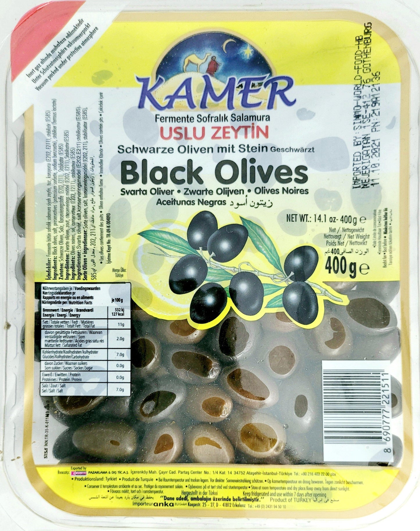 Kamer Black Olives 400g - Arabian Shopping Zone