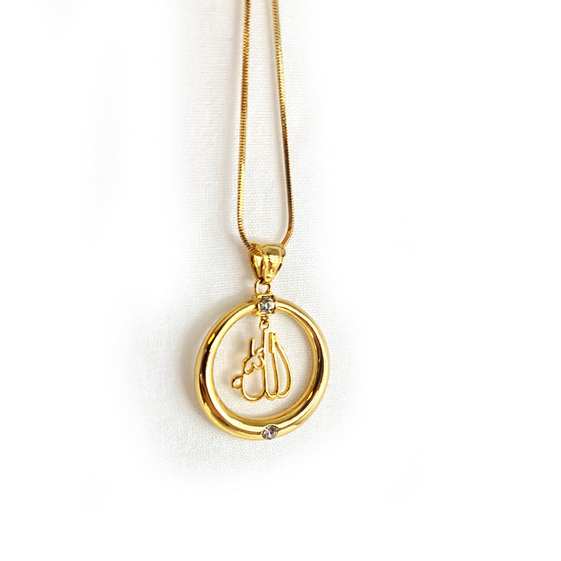 slamic Allah Name Pendant Necklace For Women Gold Color