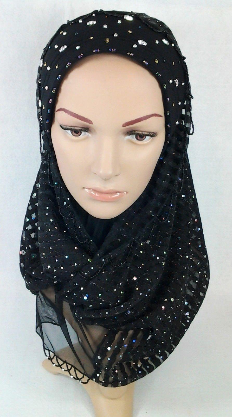 New Lace NET Yarn RhineStone Summer Hijab Islamic Cap Headwear Scarf Shawls - Arabian Shopping Zone