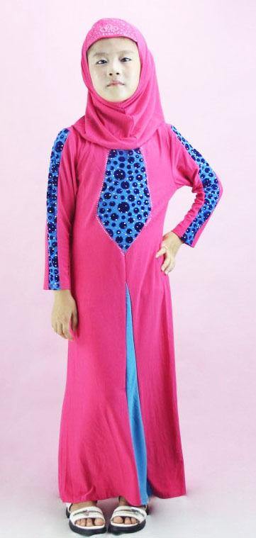 Children Girls Muslim Dress Kids Long Sleeve Abaya Islamic 4-14T - Arabian Shopping Zone