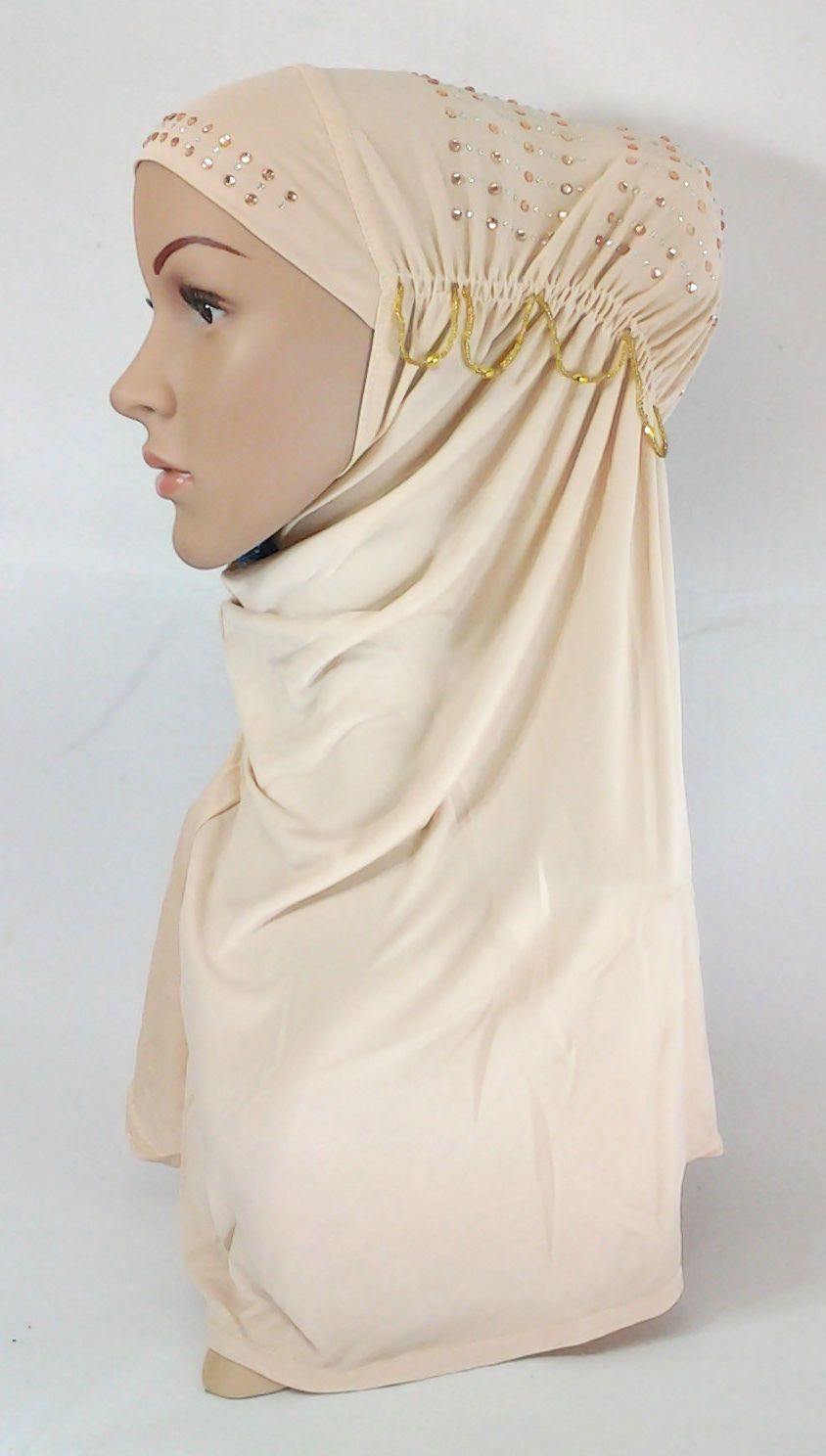 Viscose Ice Silk RhineStone Hijab Muslim Scraf Islamic Amira ASZ089B - Arabian Shopping Zone