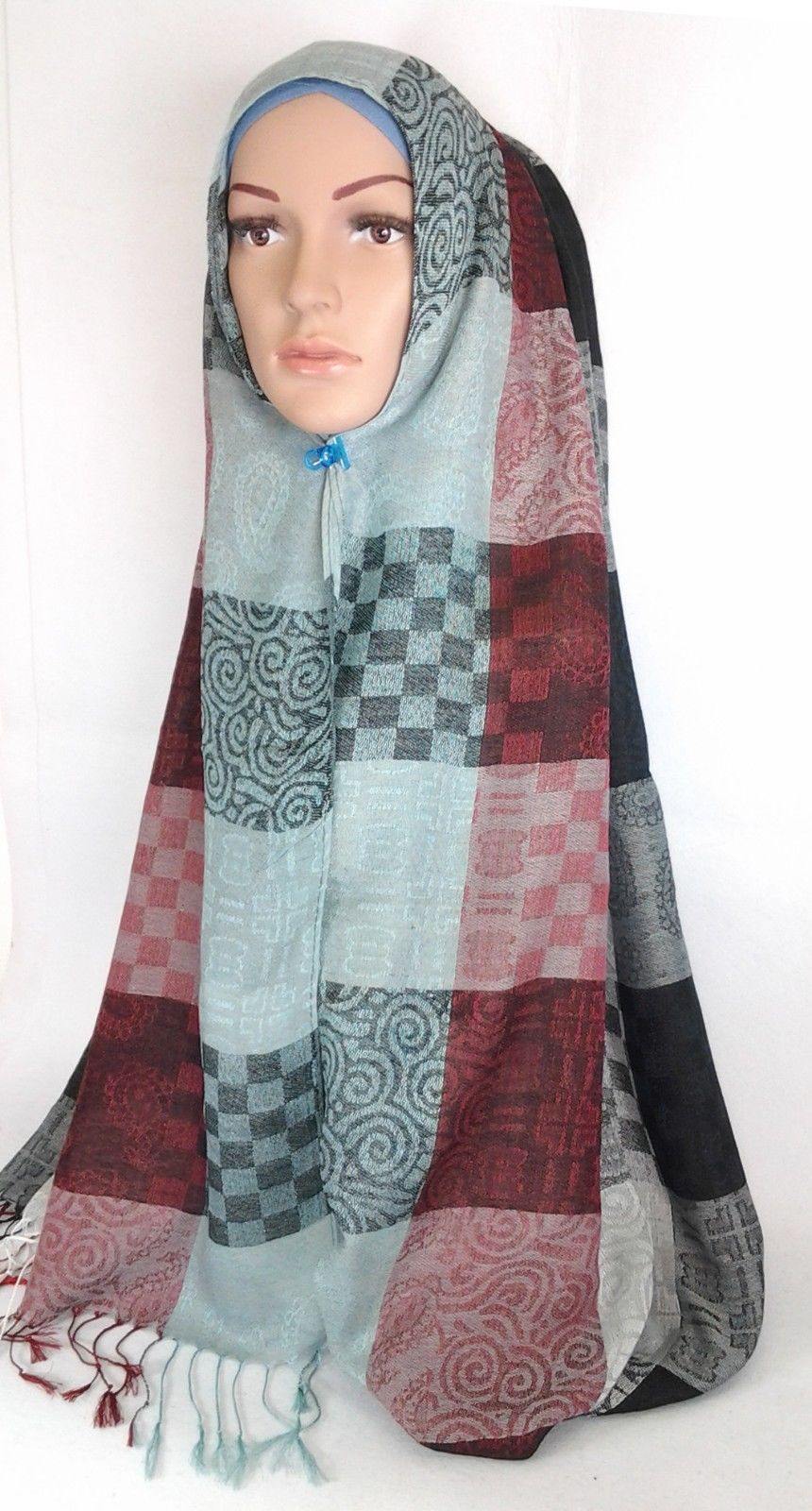 Cotton Blend Hijab Gridiron Muslim Long Scarf Hijab Islamic Shawls - Arabian Shopping Zone