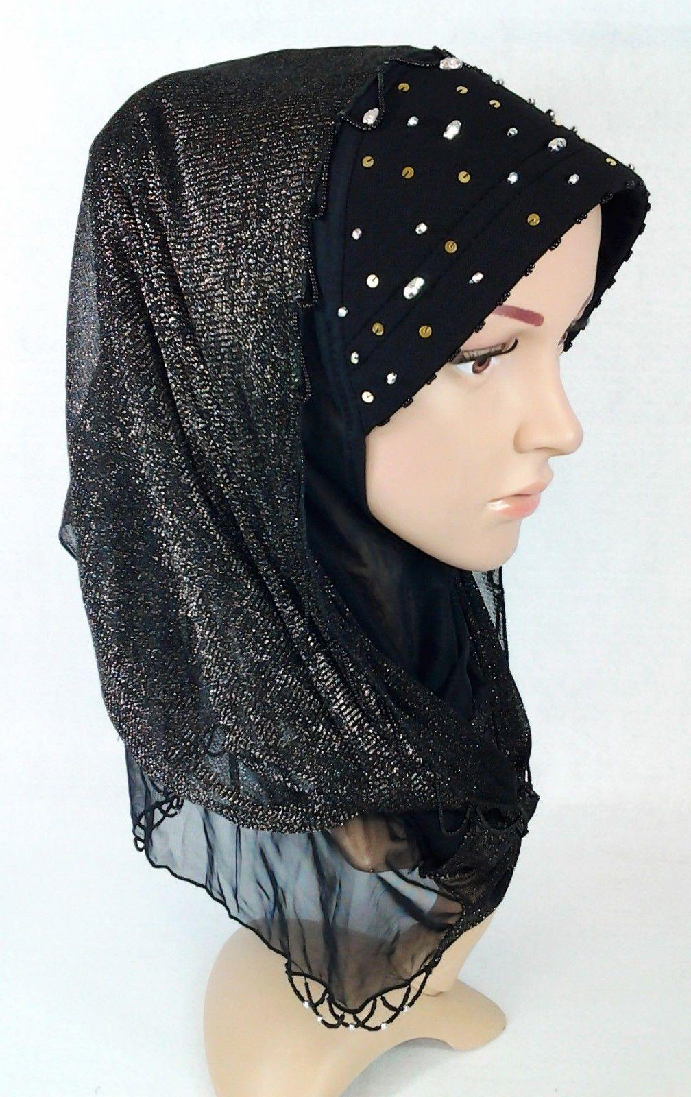 New Lace NET Yarn RhineStone Summer Hijab Islamic Cap Headwear Scarf Shawls - Arabian Shopping Zone