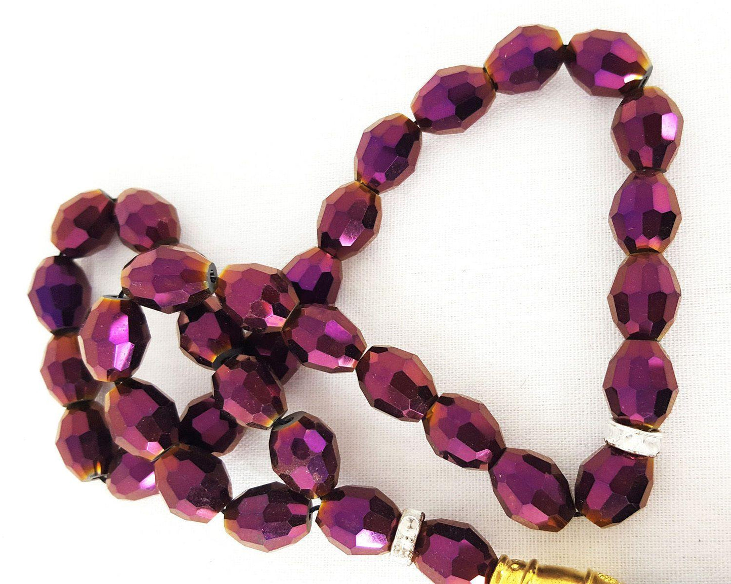 Islamic Salah 12mm Purple Crystal Prayer Beads 33 Mesbaha - Arabian Shopping Zone