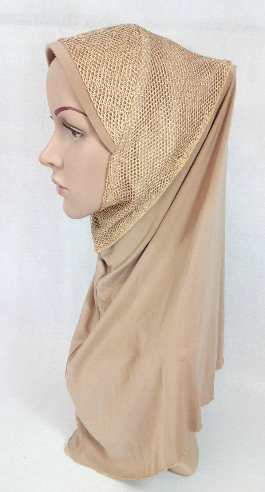 High Quality Viscose Lycra Lace Muslim Hijab Islamic Scarf Shawls Slip-on - Arabian Shopping Zone