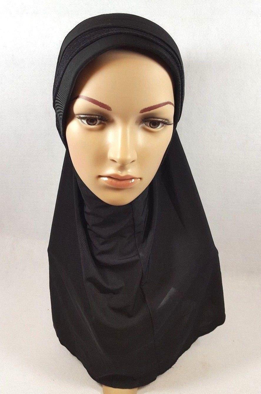 Viscose Ice Silk Lace Black Muslim Hijab Islamic Scarf Shawls - Arabian Shopping Zone