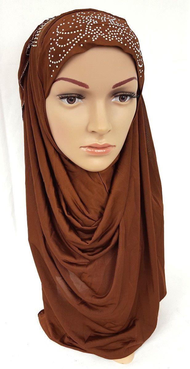 Pull-on Easy Muslim Hijab Fashion Islamic Scarf Viscose Ice Silk MLl061 - Arabian Shopping Zone