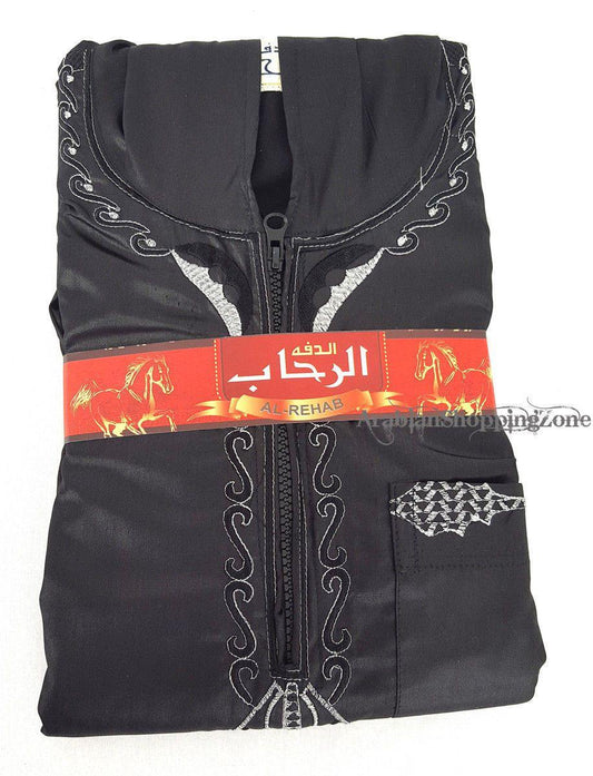 Men Moroccan HOODED Arab Embroidered Thobe - Arabian Shopping Zone