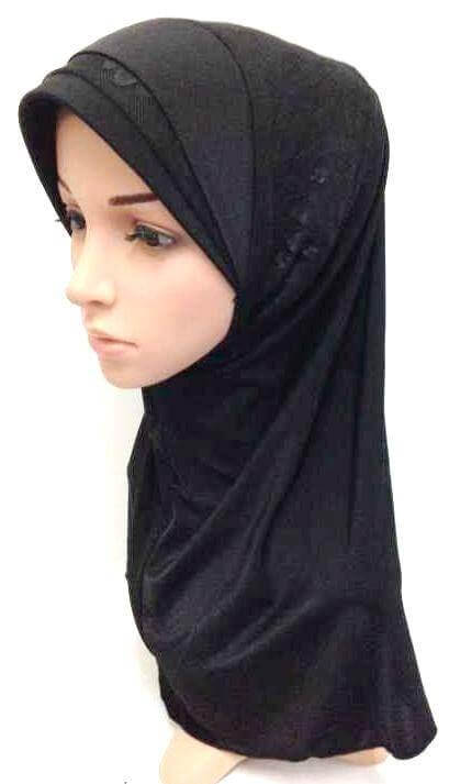 Viscose Ice Silk Lace Black Muslim Hijab Islamic Scarf Shawls - Arabian Shopping Zone